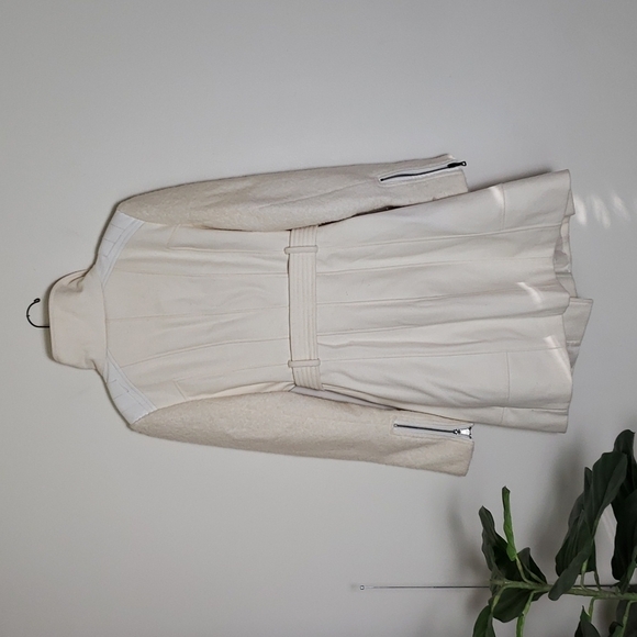 Guess wool blend long line midi length coat white off white women's size medium - Picture 9 of 16